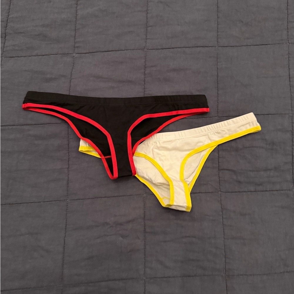Men's Black and White thong Set - Picture 2 of 2